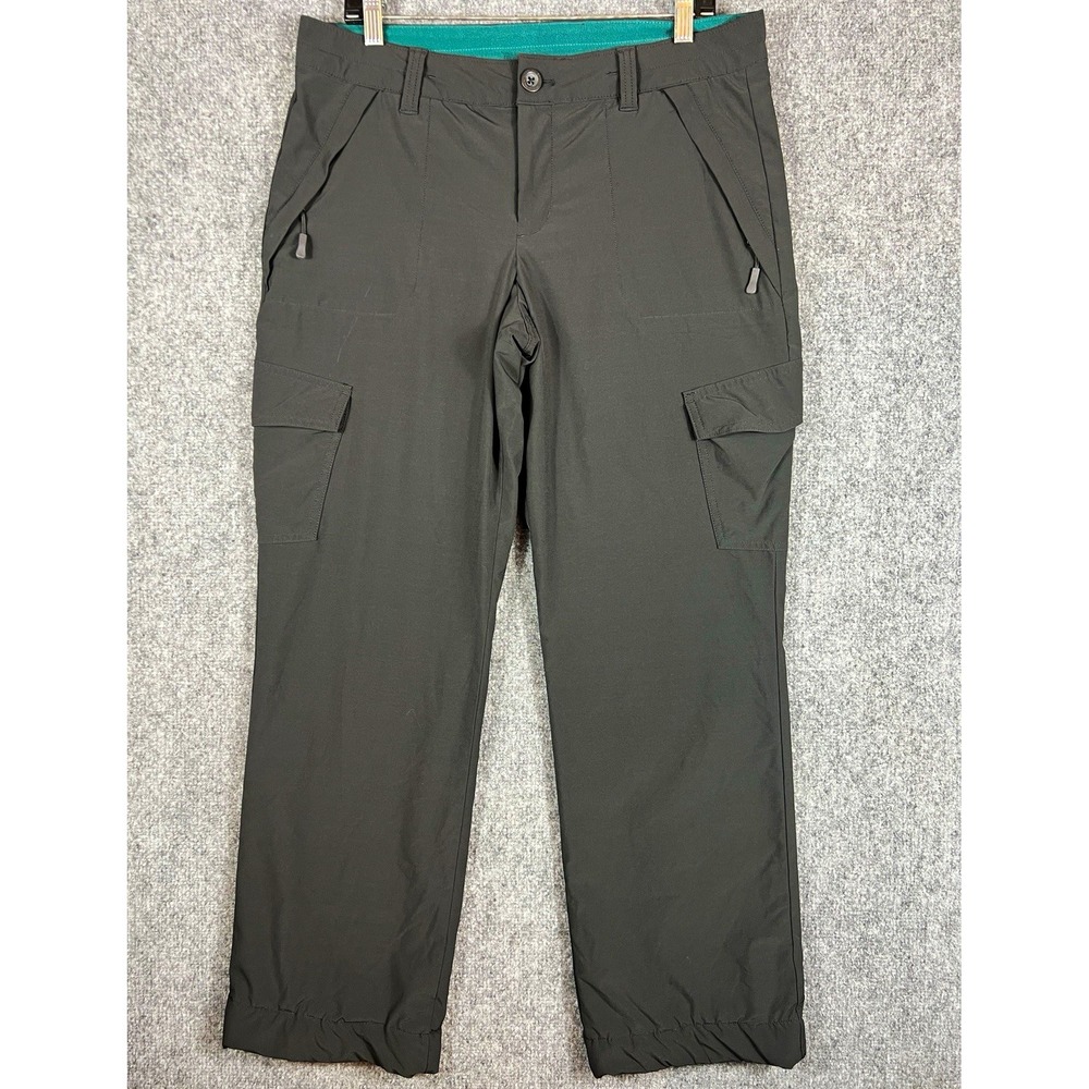 Eddie Bauer Women Gray Fleece Lined Cargo Pants Stretch Straight Mid Rise